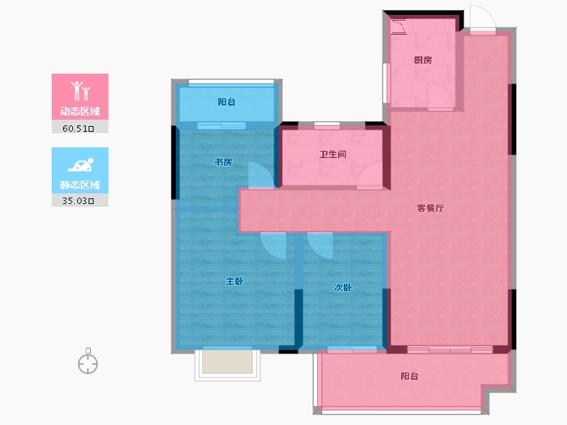 江苏省-泰州市-姜堰通银天泽府-85.00-户型库-动静分区