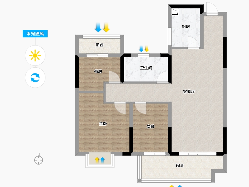 江苏省-泰州市-姜堰通银天泽府-85.00-户型库-采光通风