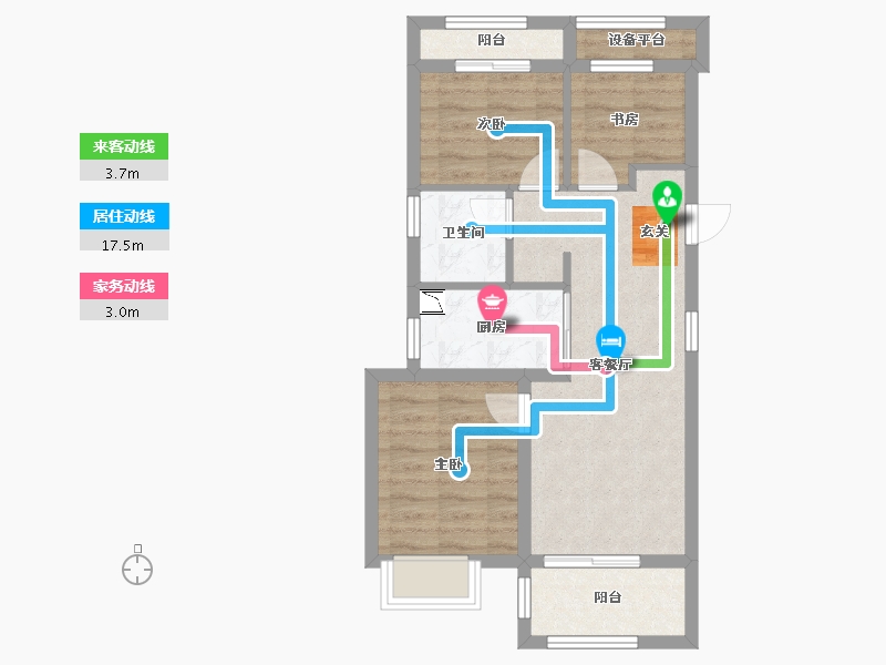 浙江省-宁波市-万科未来水岸-58.65-户型库-动静线