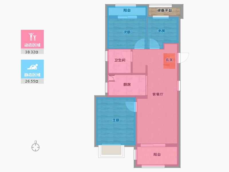 浙江省-宁波市-万科未来水岸-58.65-户型库-动静分区