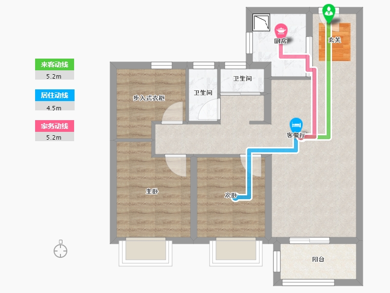 浙江省-宁波市-万科未来水岸-64.48-户型库-动静线