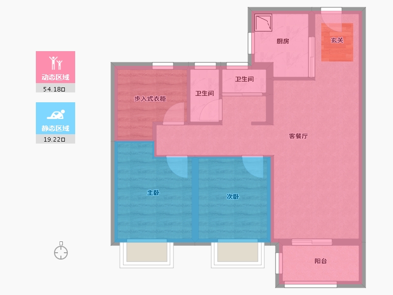 浙江省-宁波市-万科未来水岸-64.48-户型库-动静分区