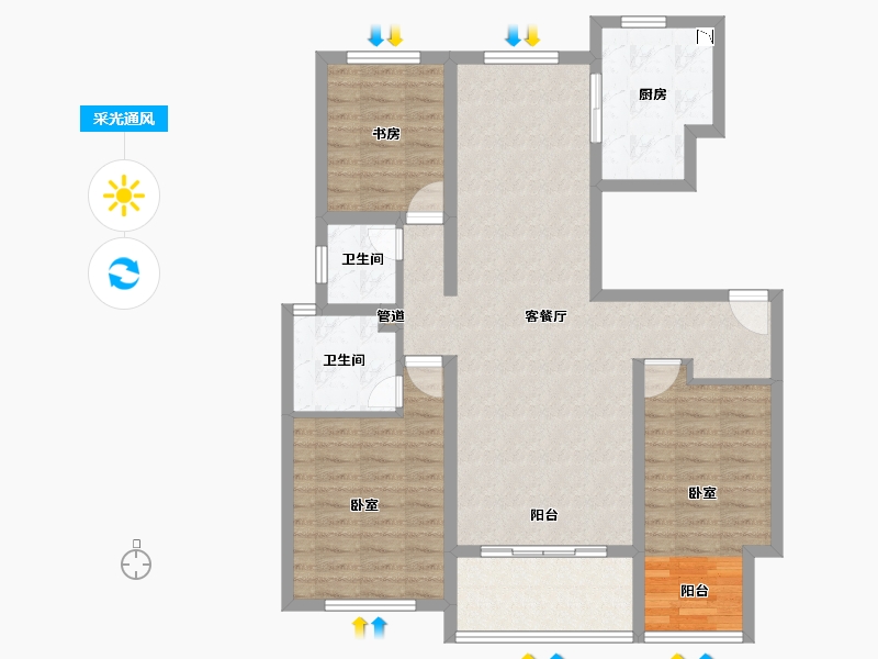 山东省-青岛市-天泰时光印象-100.01-户型库-采光通风