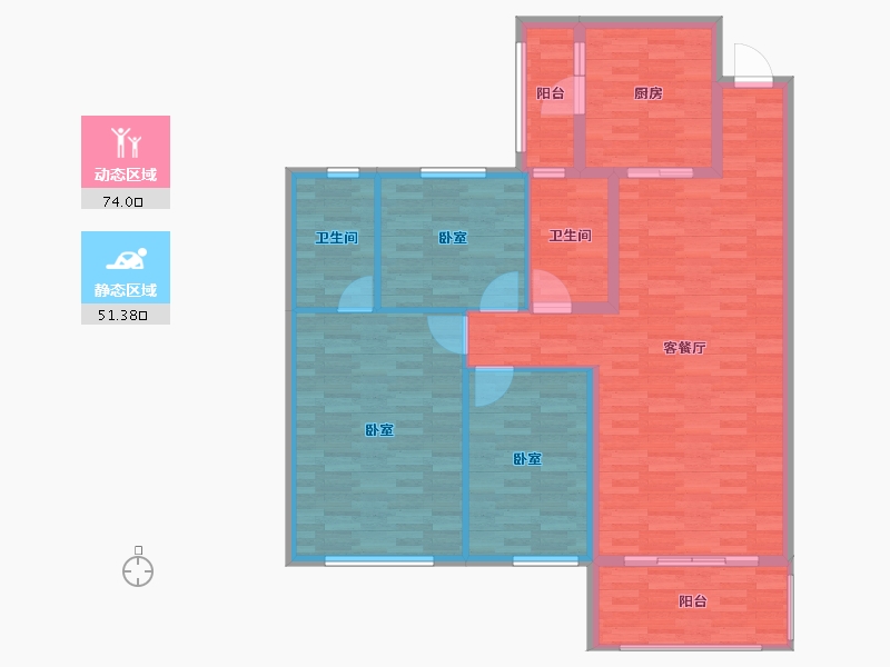 山东省-济南市-莱芜恒大金碧天下-114.09-户型库-动静分区