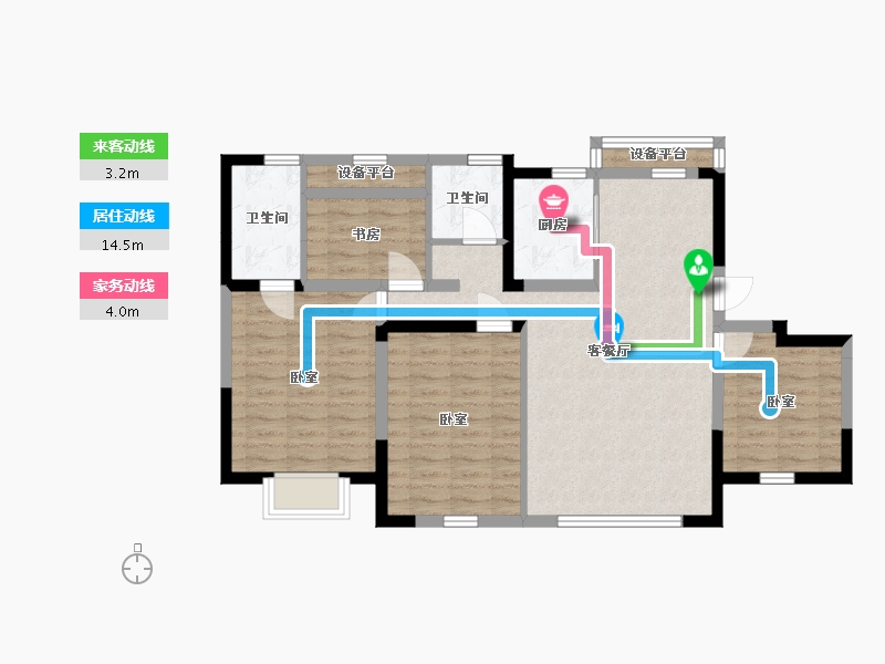 宁夏回族自治区-银川市-巨力·公园悦府-90.67-户型库-动静线