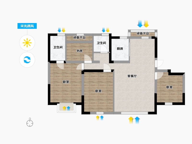 宁夏回族自治区-银川市-巨力·公园悦府-90.67-户型库-采光通风