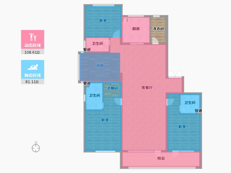 山东省-青岛市-融创青岛东方影都-164.59-户型库-动静分区