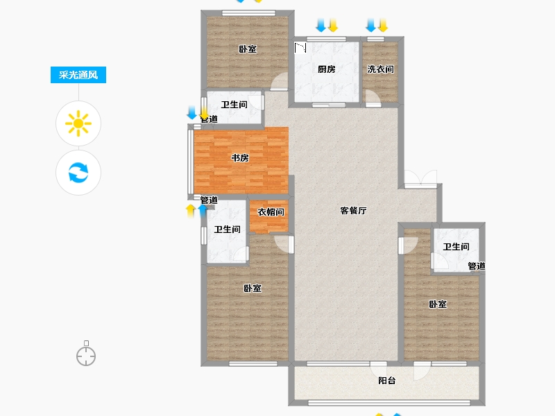 山东省-青岛市-融创青岛东方影都-164.59-户型库-采光通风