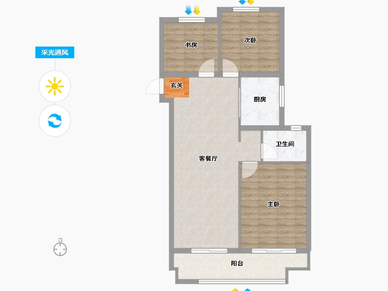 安徽省-阜阳市-奥山·铂悦府-87.00-户型库-采光通风