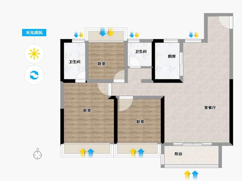 安徽省-芜湖市-雅旭新乐府-92.99-户型库-采光通风