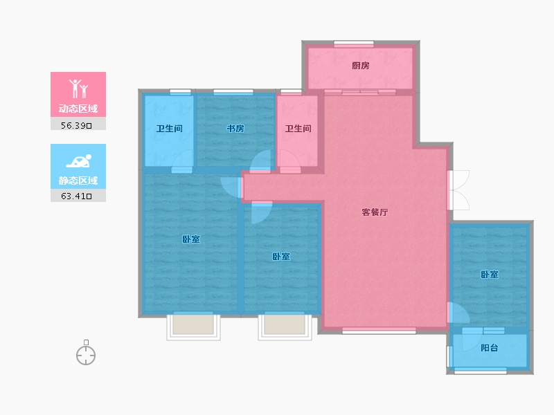 山东省-青岛市-大云谷金茂府-107.52-户型库-动静分区