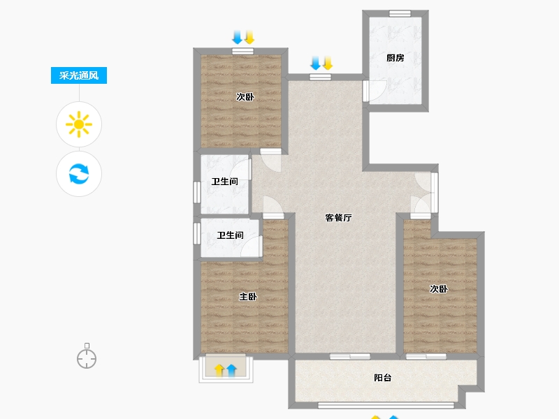 山东省-青岛市-润锦中央美地-101.24-户型库-采光通风