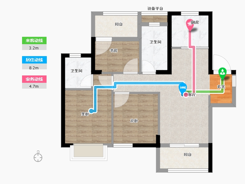 福建省-福州市-蓝光星珀1期蓝光里-71.01-户型库-动静线