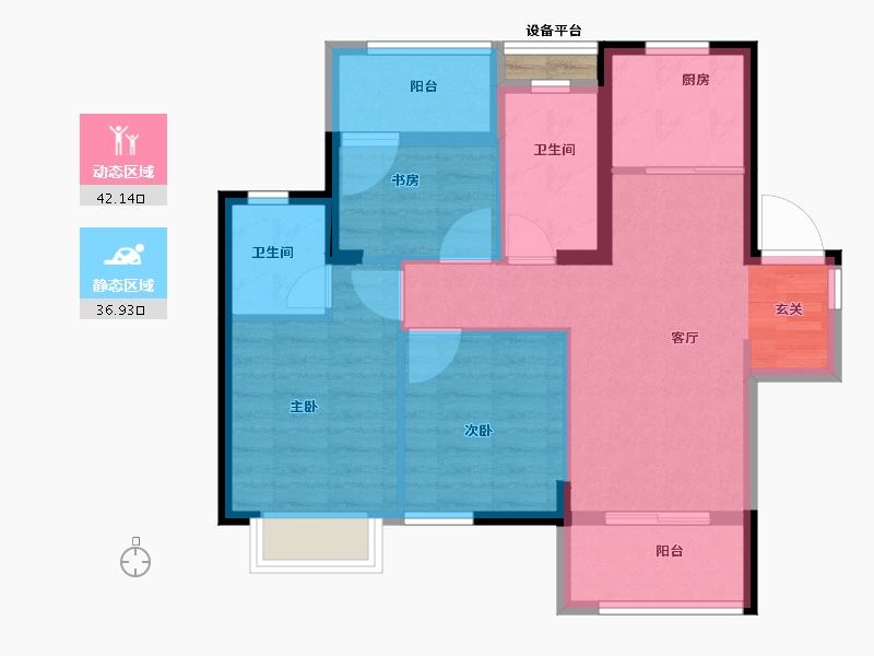 福建省-福州市-蓝光星珀1期蓝光里-71.01-户型库-动静分区