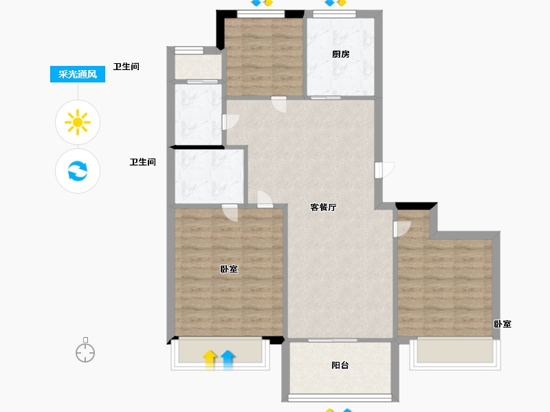 浙江省-温州市-万城杭安府-78.99-户型库-采光通风