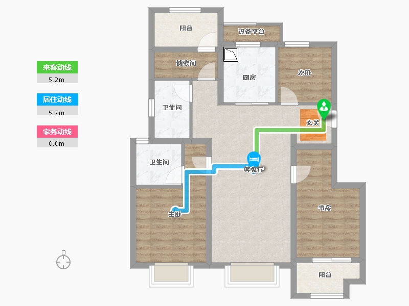 浙江省-宁波市-万科未来水岸-89.09-户型库-动静线