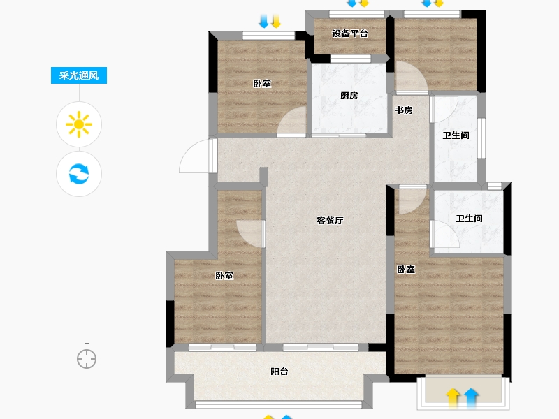 浙江省-湖州市-驭远中南玖熙湾-88.19-户型库-采光通风