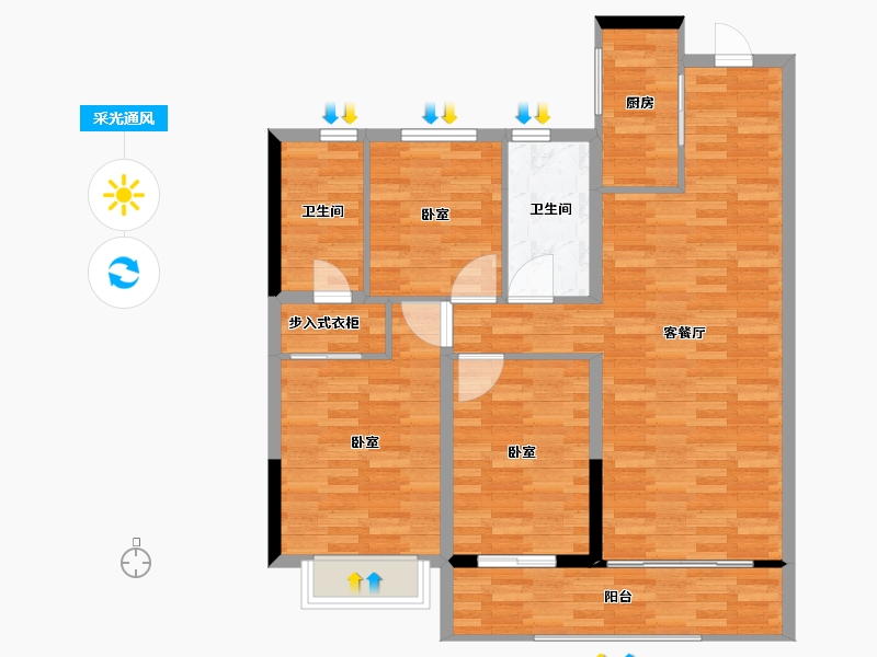 江苏省-镇江市-富力·天禧院-95.00-户型库-采光通风