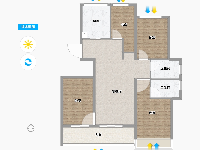 浙江省-舟山市-绿城·梧桐园-106.00-户型库-采光通风