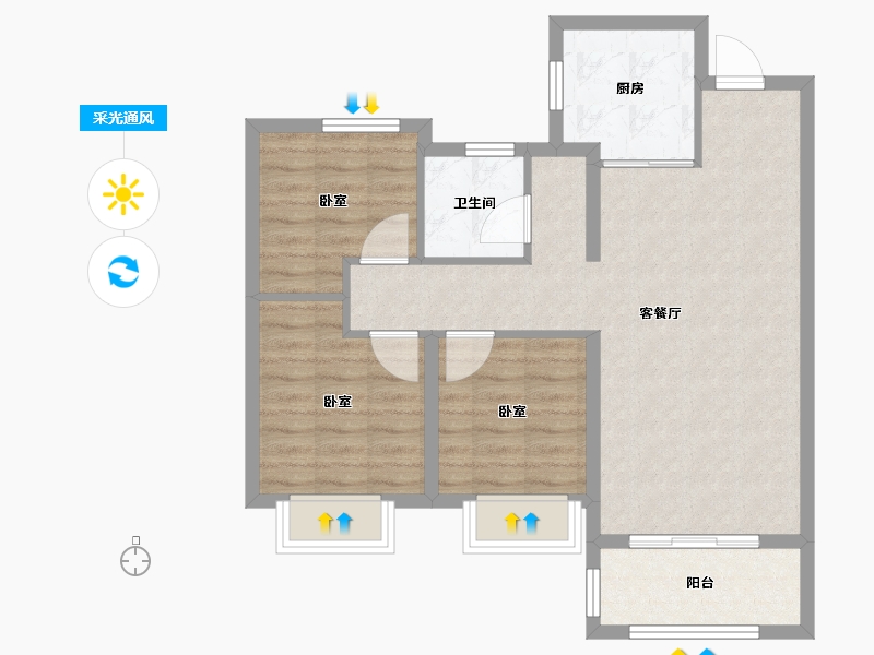 山东省-青岛市-和达熙园-76.00-户型库-采光通风