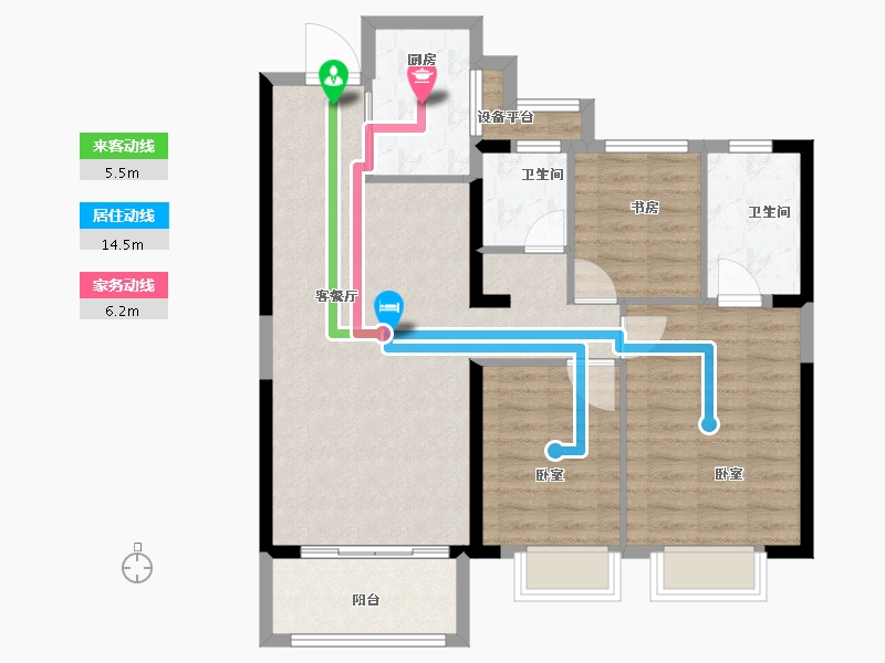 福建省-泉州市-万科城市之光-90.00-户型库-动静线