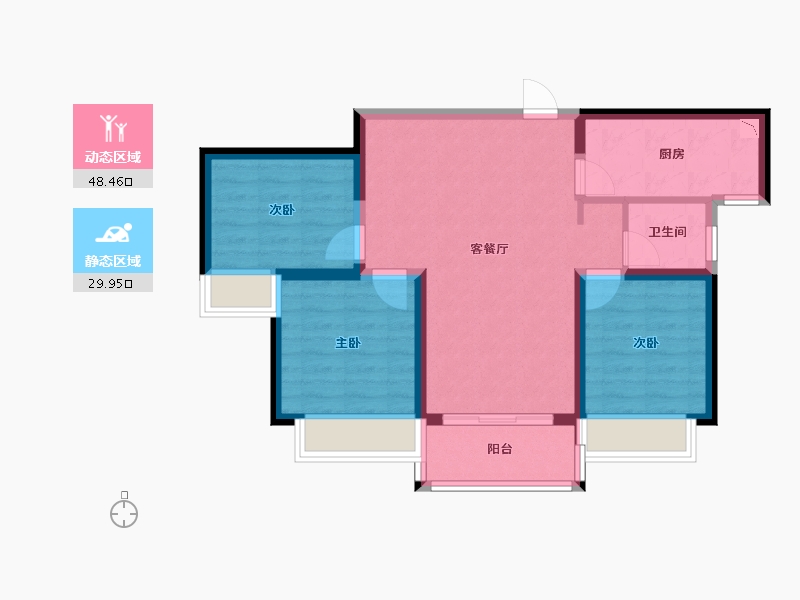 甘肃省-兰州市-碧桂园城市花园-69.52-户型库-动静分区