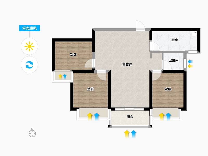 甘肃省-兰州市-碧桂园城市花园-69.52-户型库-采光通风