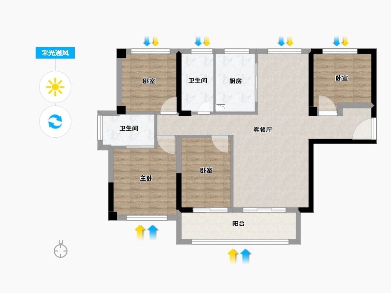 福建省-泉州市-龙湖春江郦城-99.65-户型库-采光通风