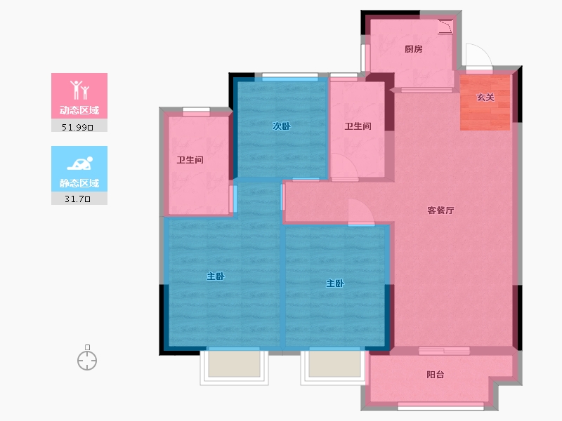 江西省-九江市-中奥世茂·天悦宸央-74.40-户型库-动静分区