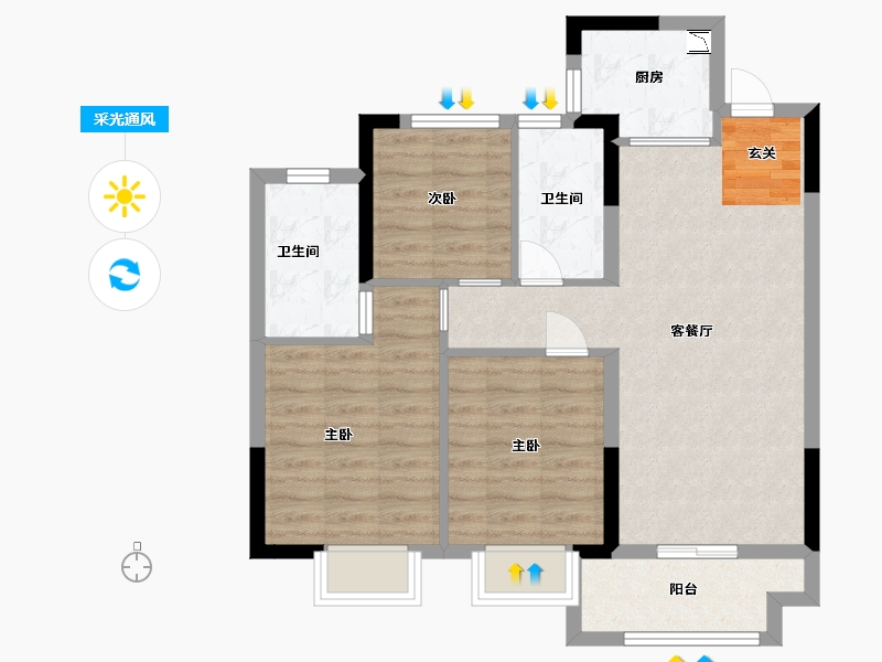 江西省-九江市-中奥世茂·天悦宸央-74.40-户型库-采光通风