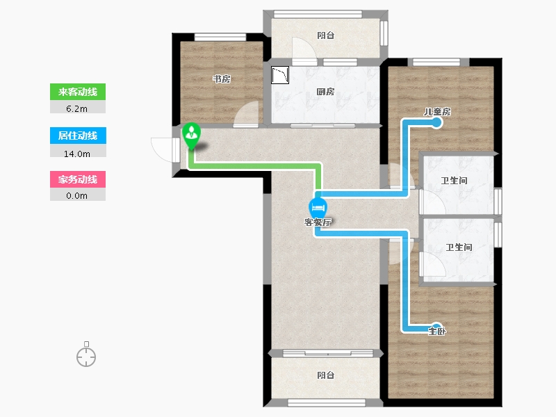 甘肃省-兰州市-碧桂园城市花园-85.26-户型库-动静线