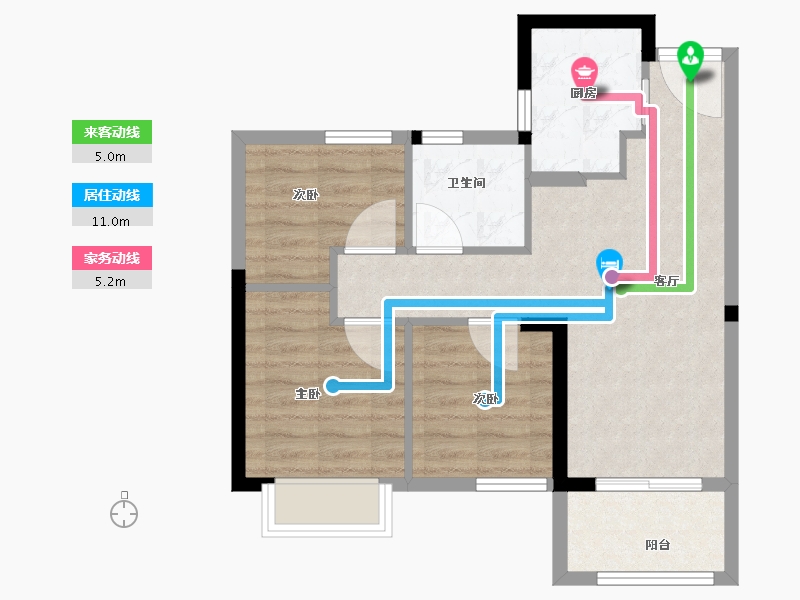 福建省-福州市-蓝光星珀1期蓝光里-61.00-户型库-动静线