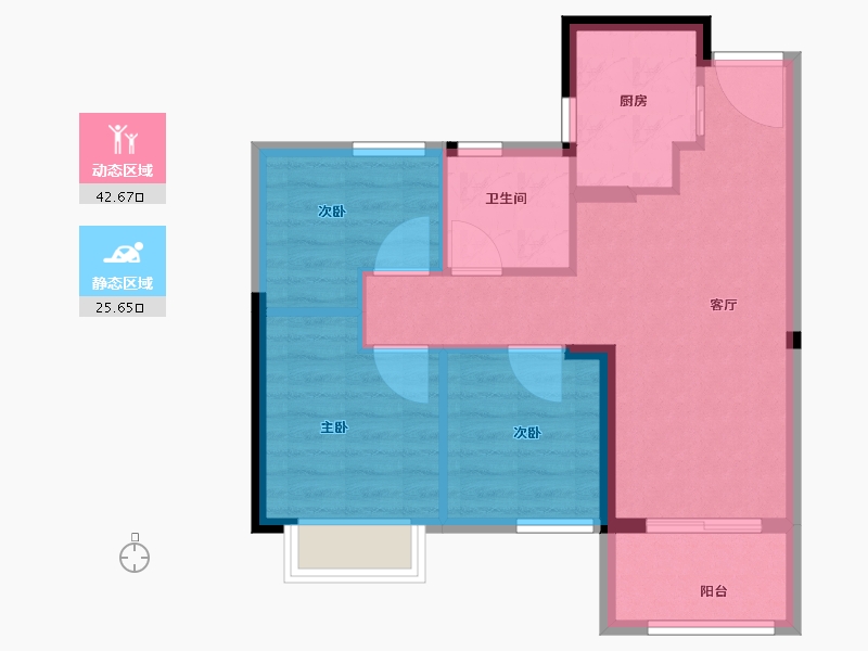 福建省-福州市-蓝光星珀1期蓝光里-61.00-户型库-动静分区