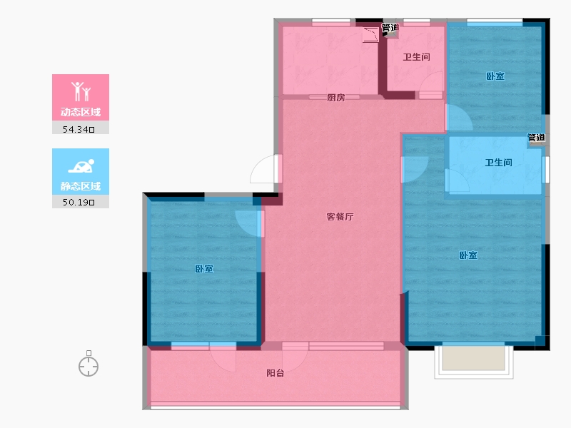 山东省-青岛市-碧桂园翡翠台-94.00-户型库-动静分区