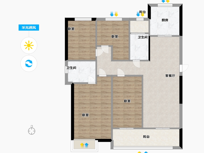 浙江省-温州市-万城杭安府-96.00-户型库-采光通风