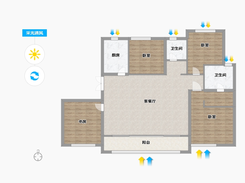 山东省-济南市-长青艺墅-120.00-户型库-采光通风