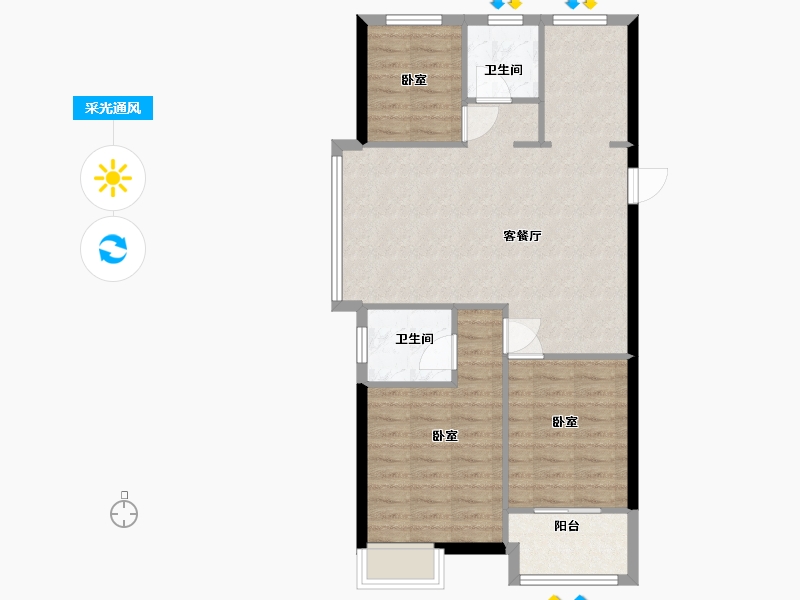 浙江省-温州市-万城杭安府-78.00-户型库-采光通风