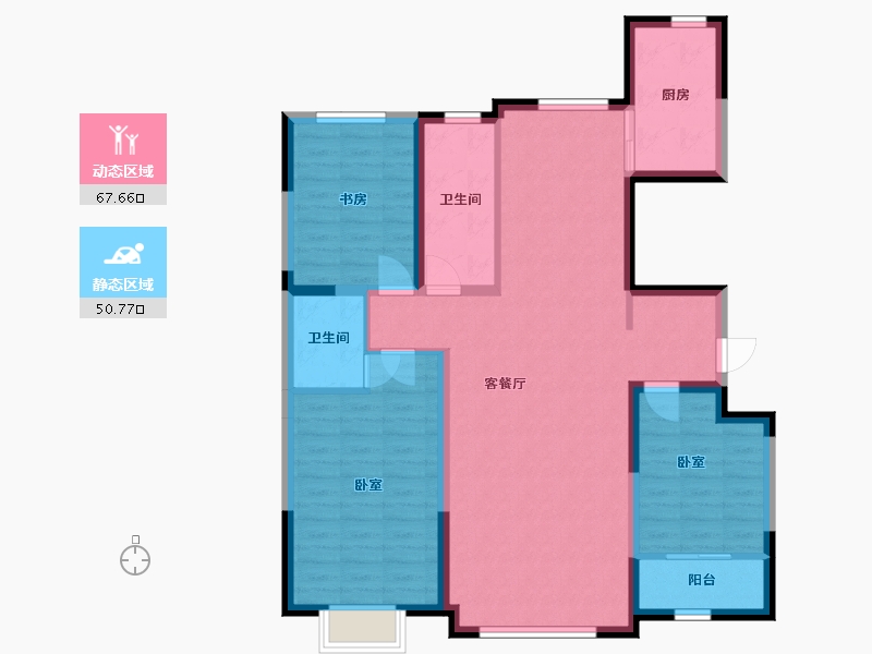 宁夏回族自治区-银川市-巨力·公园悦府-106.53-户型库-动静分区