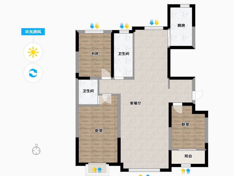 宁夏回族自治区-银川市-巨力·公园悦府-106.53-户型库-采光通风