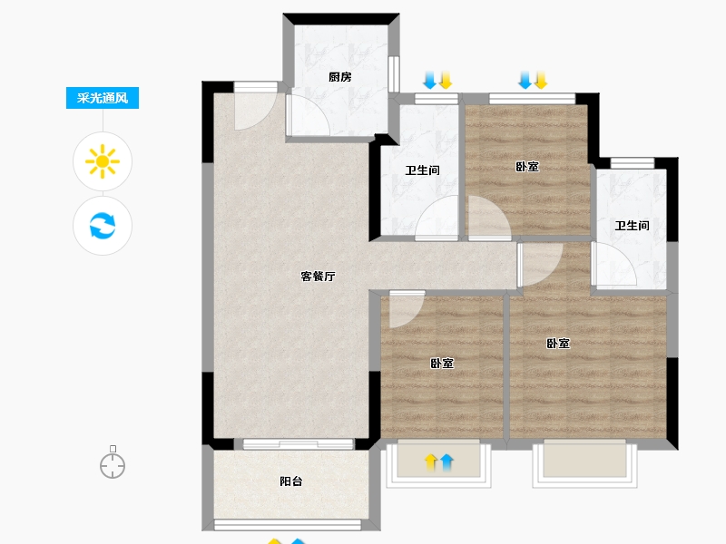 浙江省-嘉兴市-玖龙府-78.10-户型库-采光通风