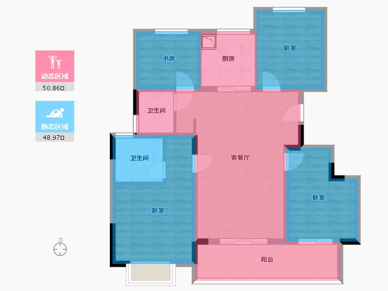 浙江省-杭州市-天樾四季-88.73-户型库-动静分区