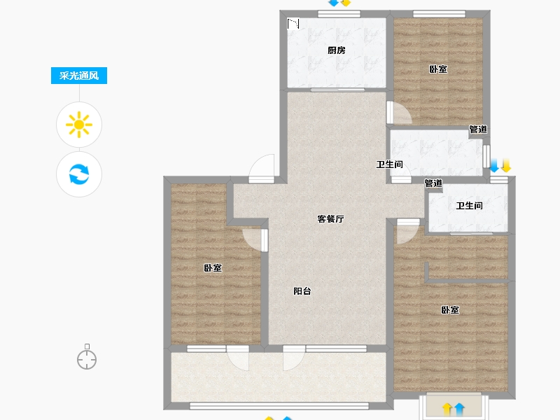 山东省-青岛市-海尔产城创云玺-118.00-户型库-采光通风