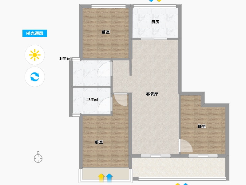 浙江省-舟山市-绿城·梧桐园-90.00-户型库-采光通风