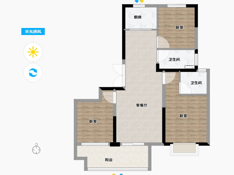 浙江省-丽水市-华融龙璟台-90.01-户型库-采光通风