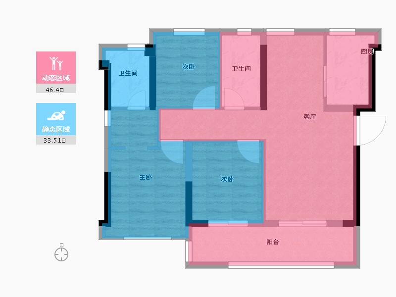 福建省-福州市-世茂远洋·东江湾悦境-71.00-户型库-动静分区