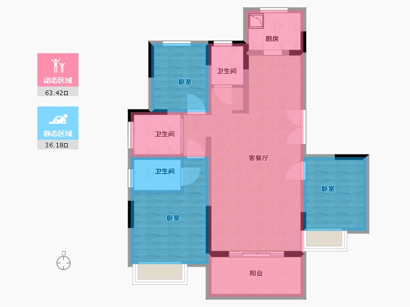 安徽省-合肥市-信达庐阳府-88.00-户型库-动静分区