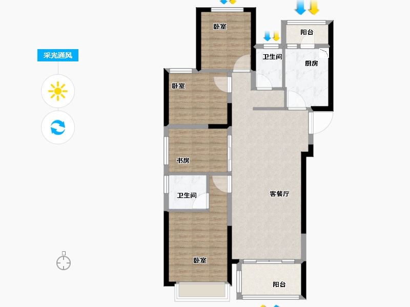 福建省-泉州市-万科城市之光-105.00-户型库-采光通风