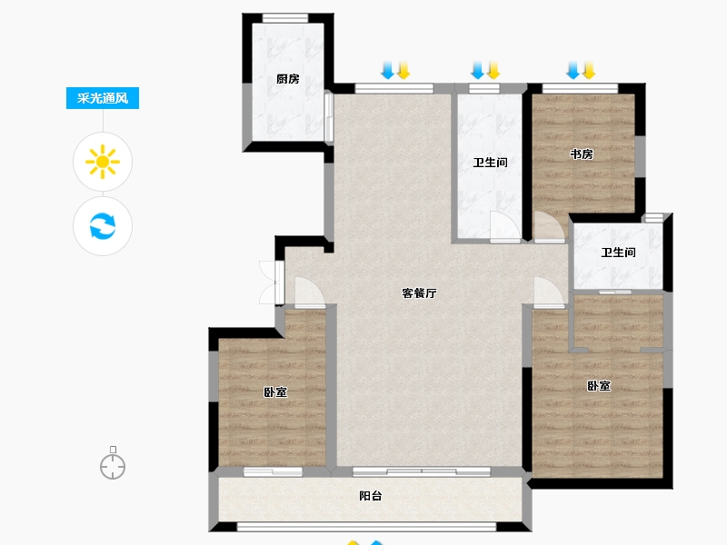 宁夏回族自治区-银川市-龙辰九悦湾-103.56-户型库-采光通风