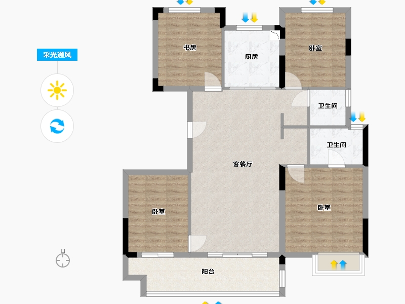 浙江省-湖州市-仁皇·燕澜府-104.00-户型库-采光通风