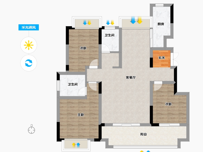 安徽省-阜阳市-弗莱德小镇-92.00-户型库-采光通风